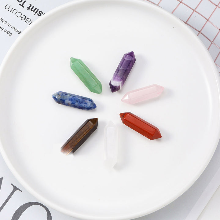 Piedras preciosas decorativas para chakras con columna de doble punta de cristal natural de Olivenorma