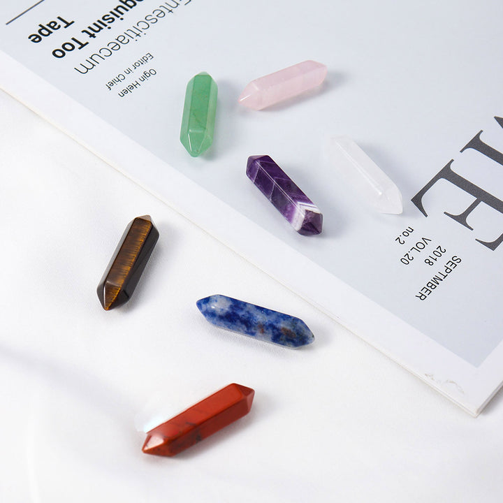 Piedras preciosas decorativas para chakras con columna de doble punta de cristal natural de Olivenorma