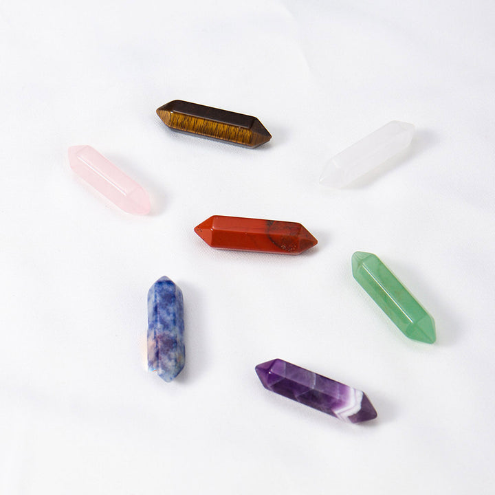 Piedras preciosas decorativas para chakras con columna de doble punta de cristal natural de Olivenorma