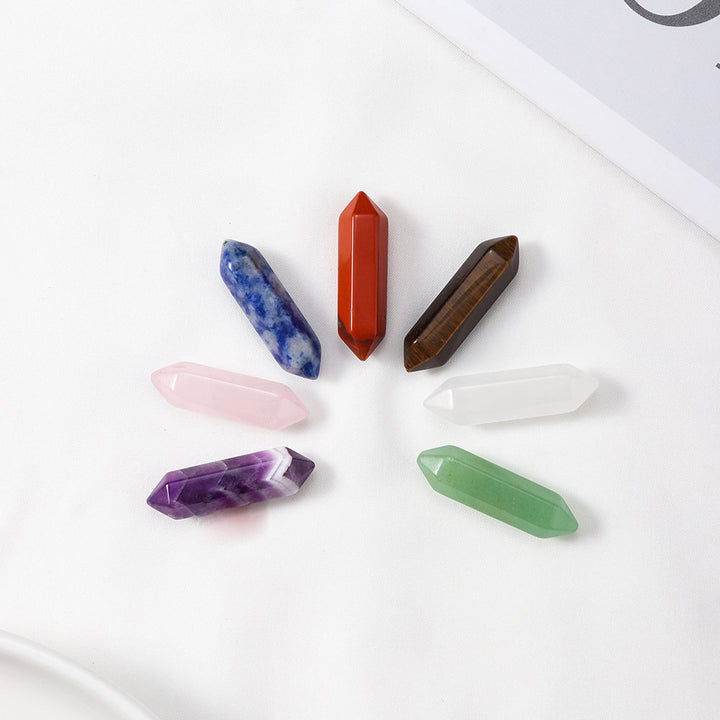 Piedras preciosas decorativas para chakras con columna de doble punta de cristal natural de Olivenorma