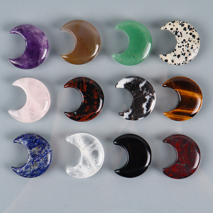Juego de 3 piezas de piedras naturales con forma de luna pequeña de Olivenorma para decoración de piedras preciosas