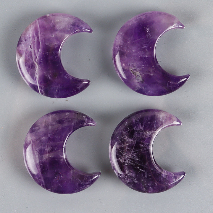 Juego de 3 piezas de piedras naturales con forma de luna pequeña de Olivenorma para decoración de piedras preciosas