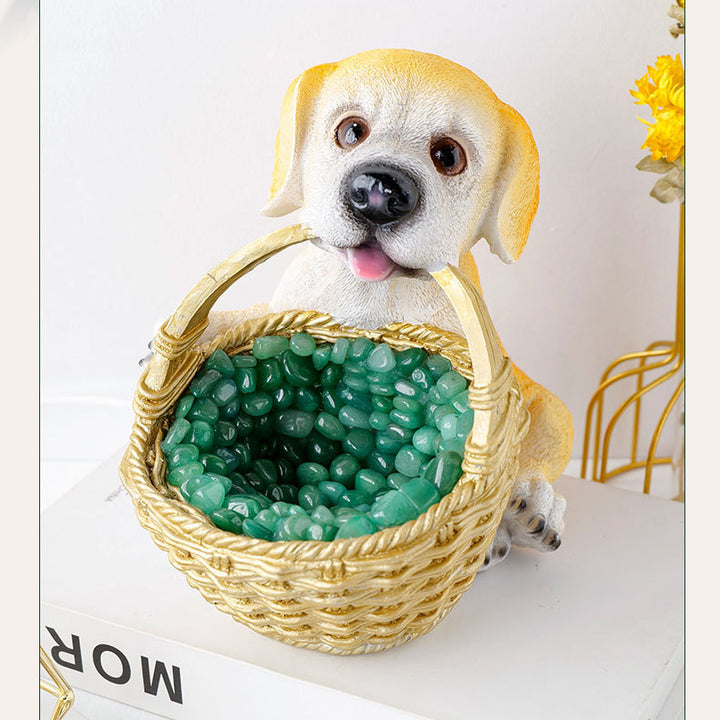Lámpara de noche de cristal con forma de perro y grava de cristal natural de Olivenorma
