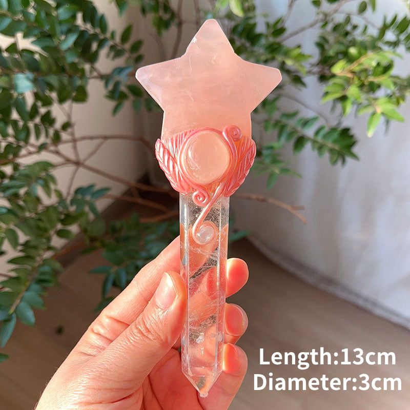 Varitas mágicas de cuarzo rosa natural de Olivenorma, adornos de cristal