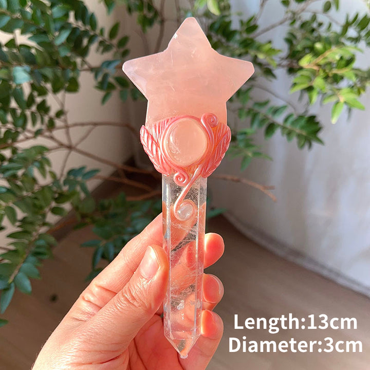 Varitas mágicas de cuarzo rosa natural de Olivenorma, adornos de cristal