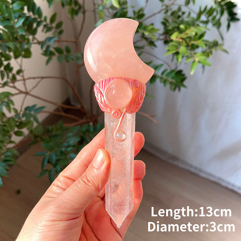 Varitas mágicas de cuarzo rosa natural de Olivenorma, adornos de cristal