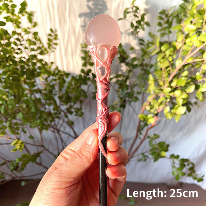 Varitas mágicas de cuarzo rosa natural de Olivenorma, adornos de cristal