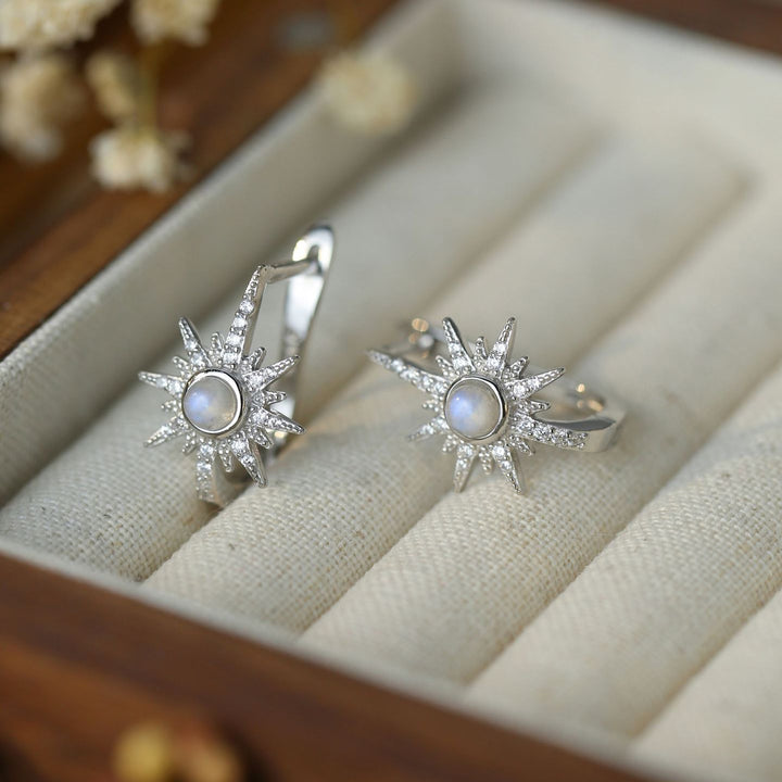 Pendientes de piedra lunar de plata de ley S925 de Olivenorma