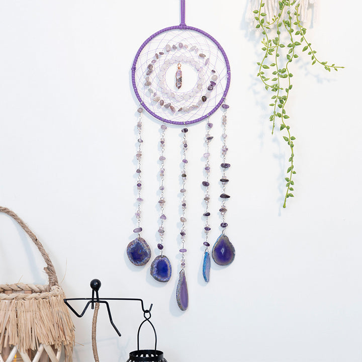 Atrapasueños con forma de amatista y ágata morada de Olivenorma