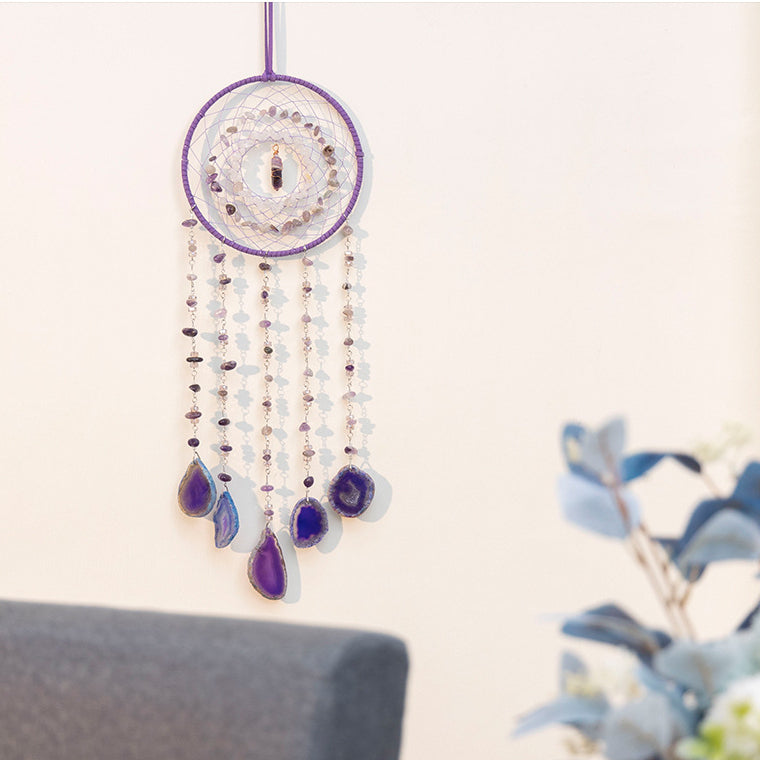 Atrapasueños con forma de amatista y ágata morada de Olivenorma