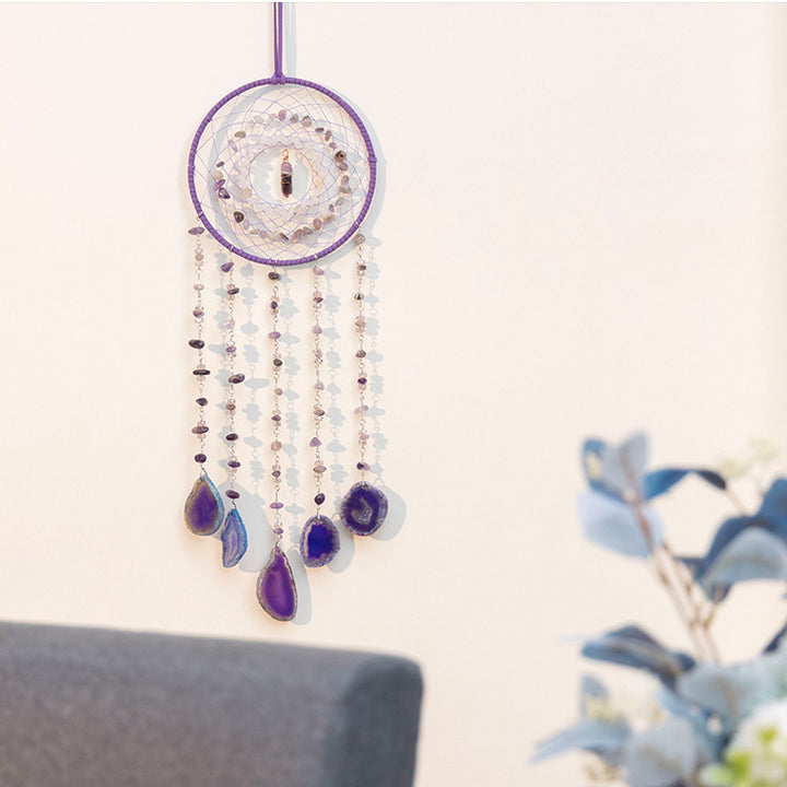 Atrapasueños con forma de amatista y ágata morada de Olivenorma