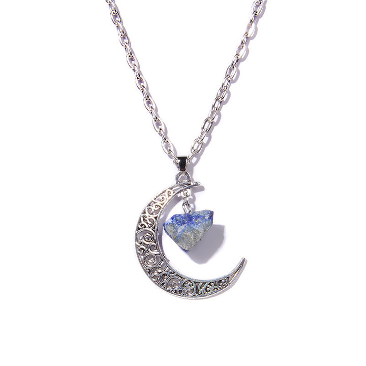 Collar con colgante de piedra natural y luna de plata de Olivenorma
