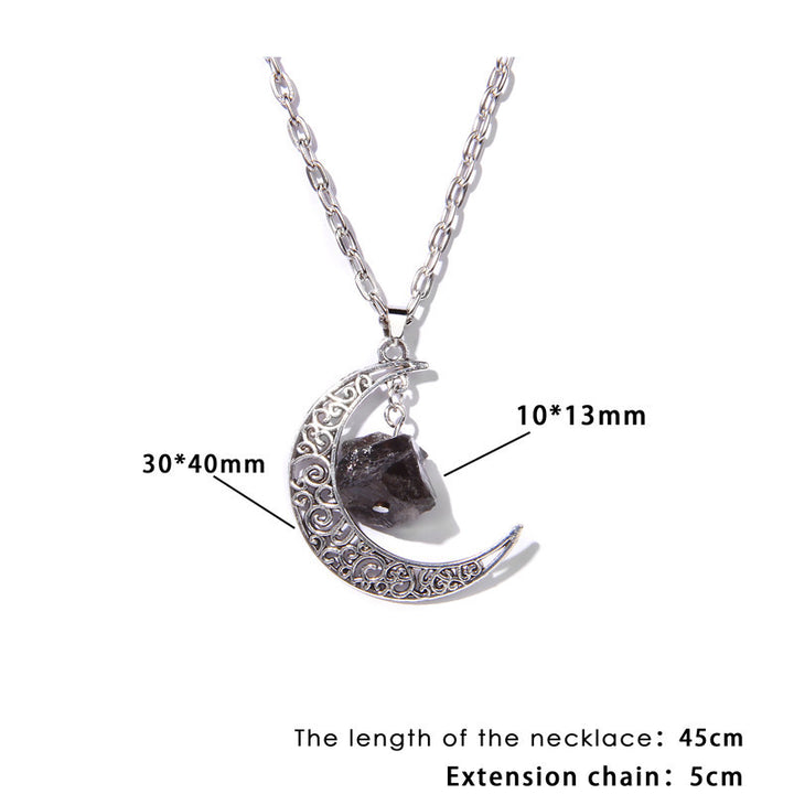 Collar con colgante de piedra natural y luna de plata de Olivenorma