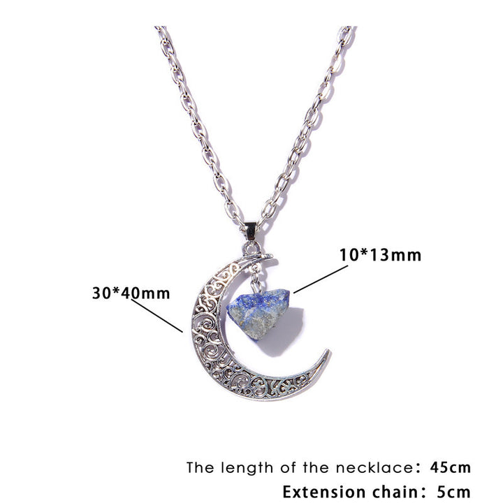 Collar con colgante de piedra natural y luna de plata de Olivenorma