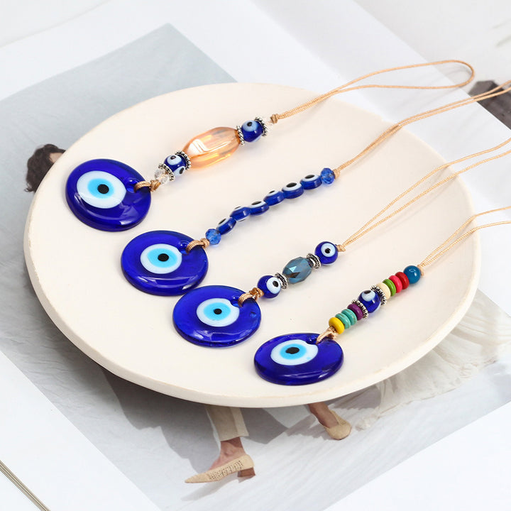 Adorno colgante para coche con forma de ojo malvado de cristal azul de Olivenorma