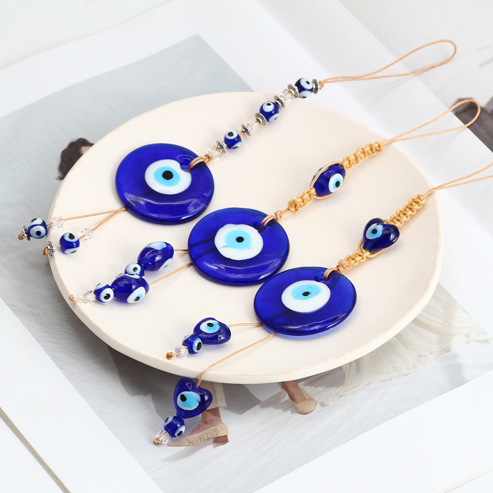 Adorno colgante para coche con forma de ojo malvado de cristal azul de Olivenorma