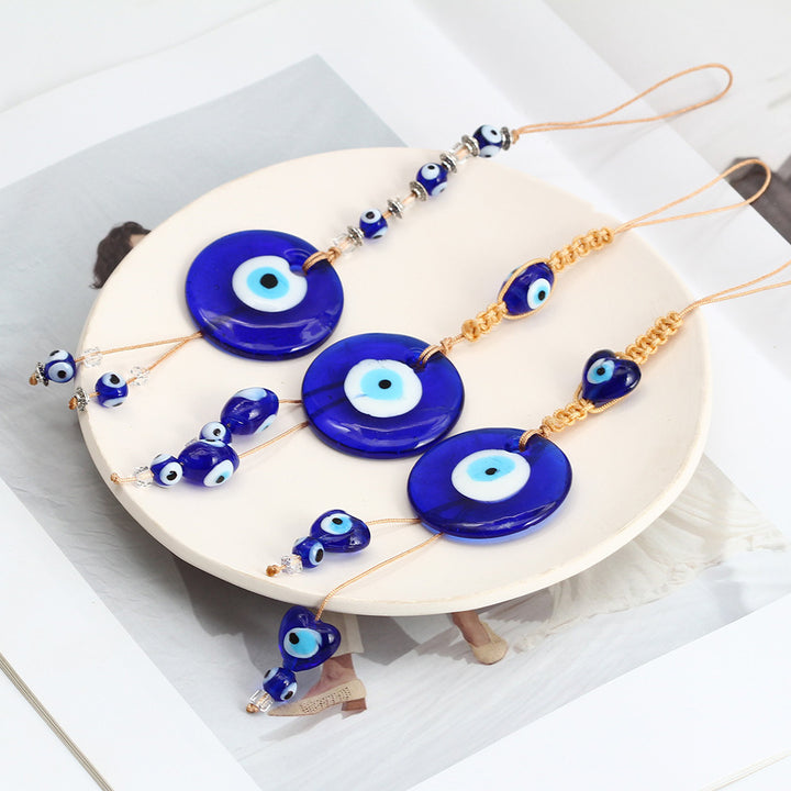 Adorno colgante para coche con forma de ojo malvado de cristal azul de Olivenorma