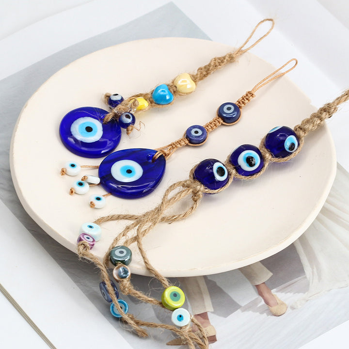 Adorno colgante para coche con forma de ojo malvado de cristal azul de Olivenorma