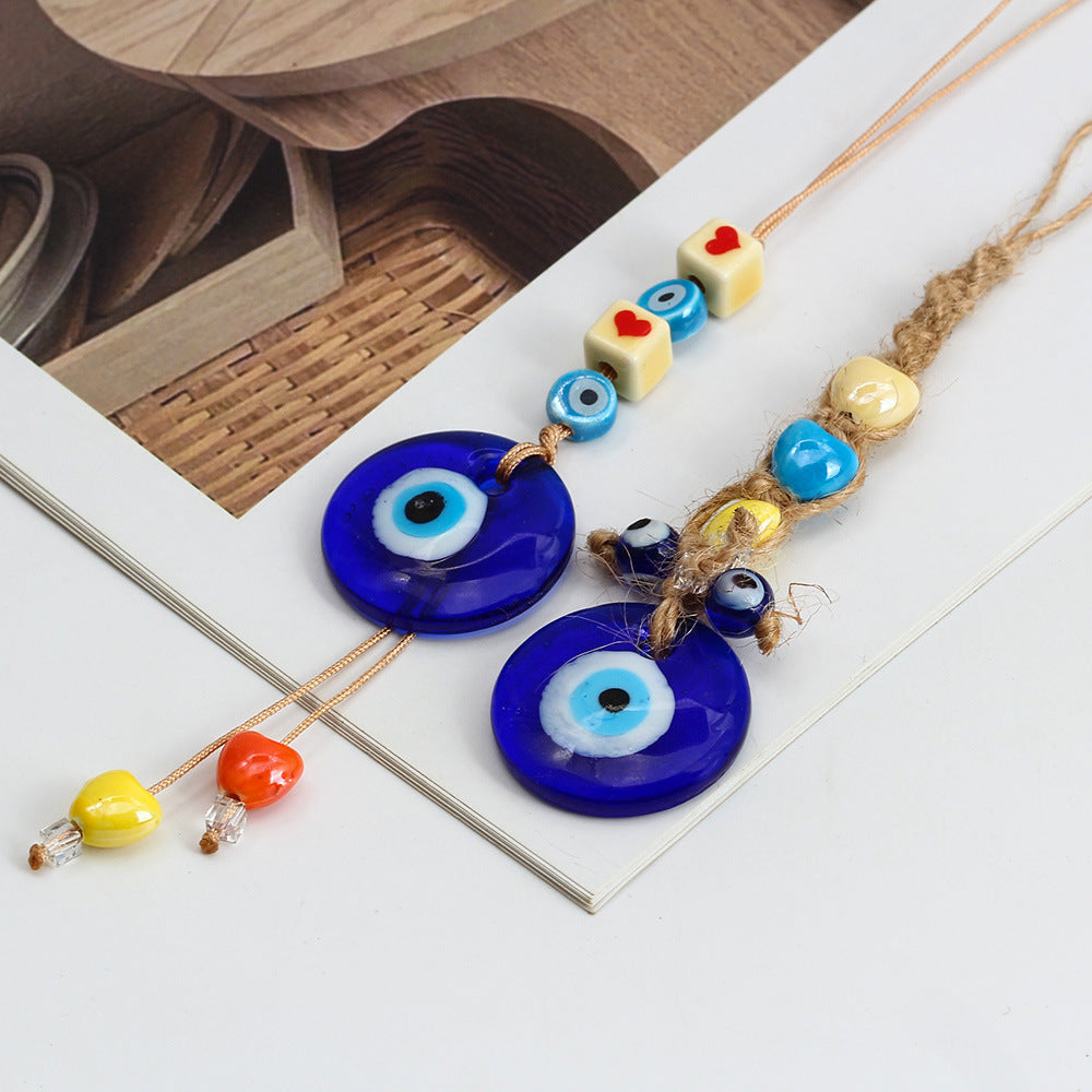 Adorno colgante para coche con forma de ojo malvado de cristal azul de Olivenorma