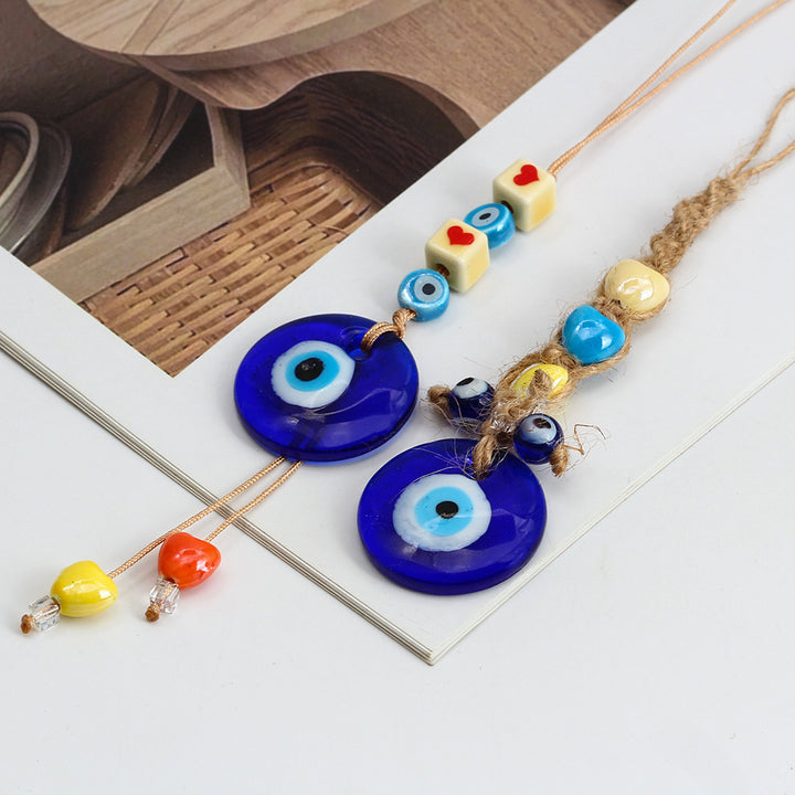 Adorno colgante para coche con forma de ojo malvado de cristal azul de Olivenorma
