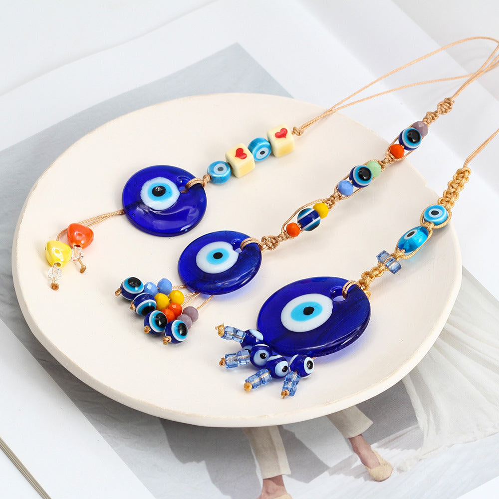 Adorno colgante para coche con forma de ojo malvado de cristal azul de Olivenorma