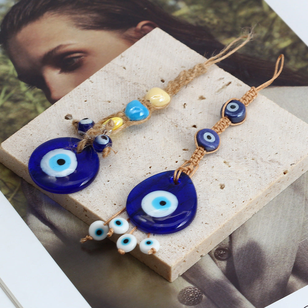 Adorno colgante para coche con forma de ojo malvado de cristal azul de Olivenorma
