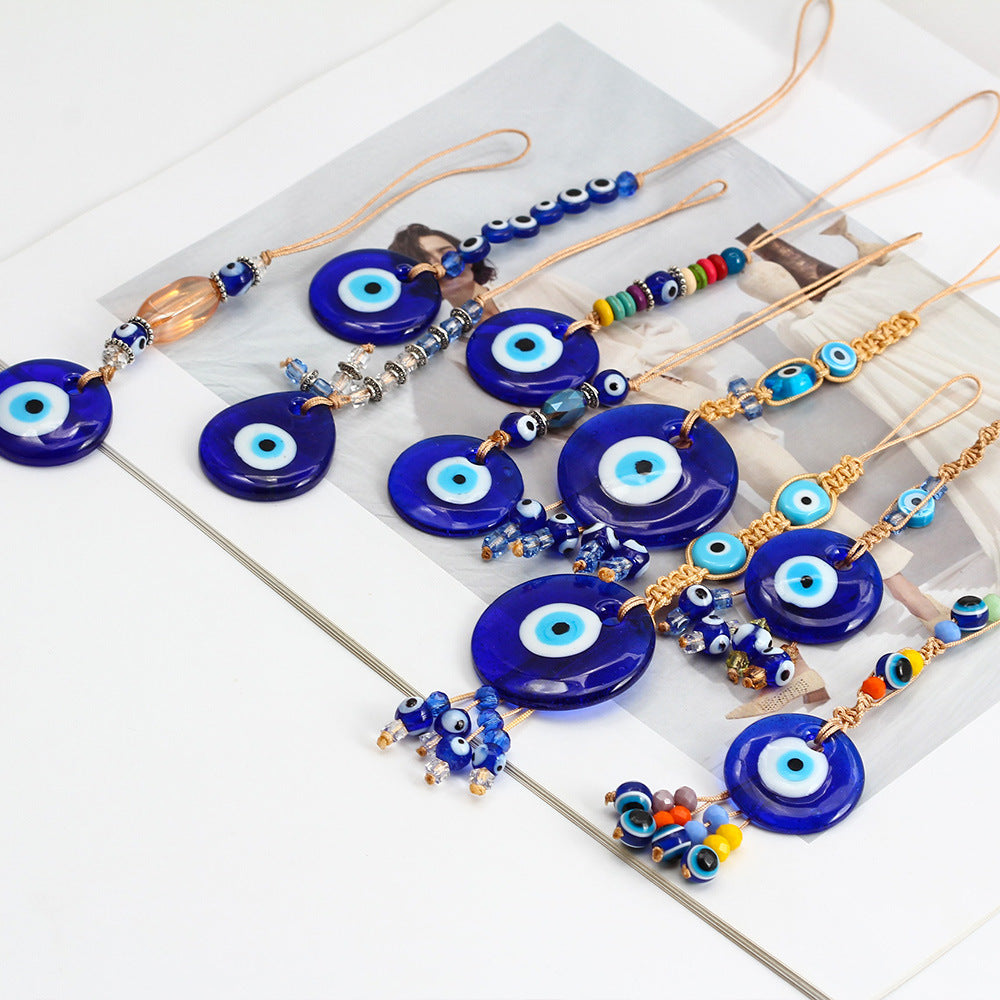 Adorno colgante para coche con forma de ojo malvado de cristal azul de Olivenorma