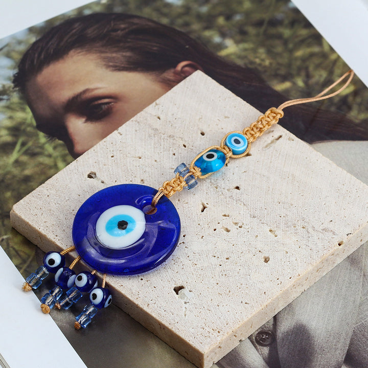 Adorno colgante para coche con forma de ojo malvado de cristal azul de Olivenorma