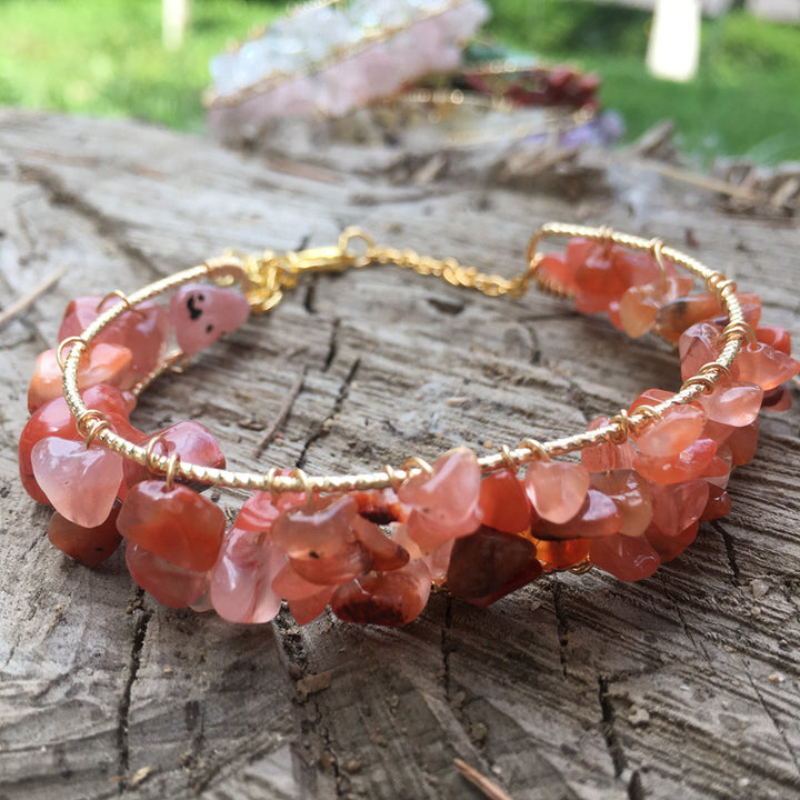 Pulsera con borlas y cuentas de grava de piedras preciosas naturales irregulares de Olivenorma