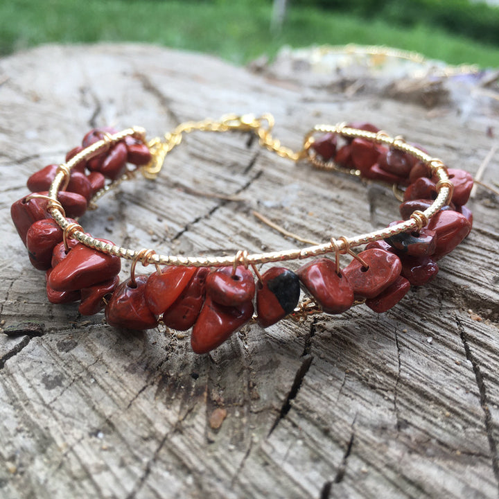 Pulsera con borlas y cuentas de grava de piedras preciosas naturales irregulares de Olivenorma