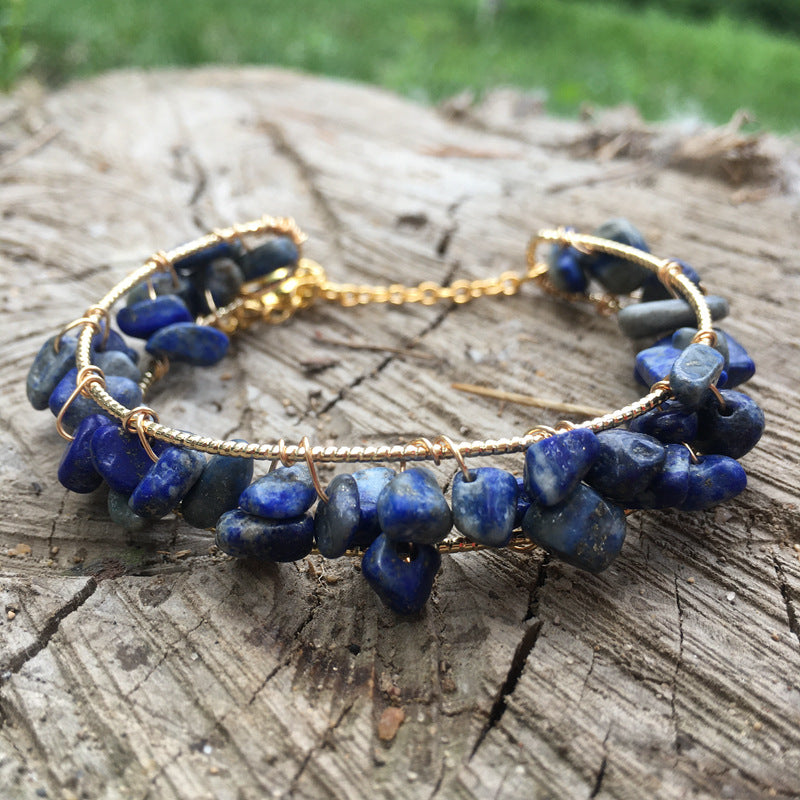 Pulsera con borlas y cuentas de grava de piedras preciosas naturales irregulares de Olivenorma