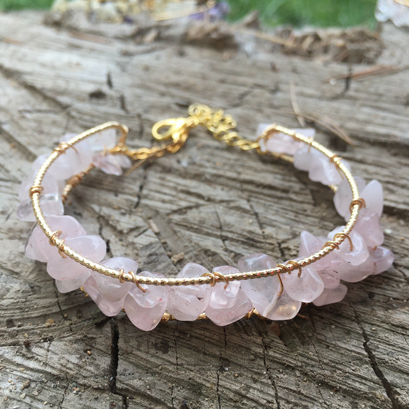 Pulsera con borlas y cuentas de grava de piedras preciosas naturales irregulares de Olivenorma