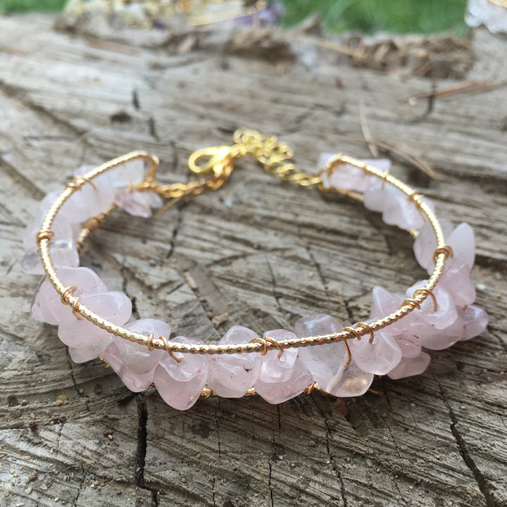 Pulsera con borlas y cuentas de grava de piedras preciosas naturales irregulares de Olivenorma