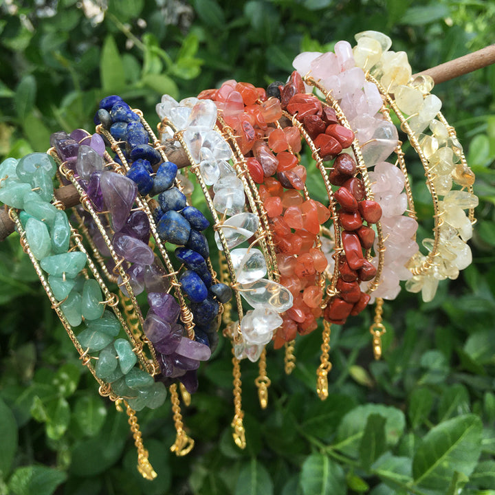 Pulsera con borlas y cuentas de grava de piedras preciosas naturales irregulares de Olivenorma