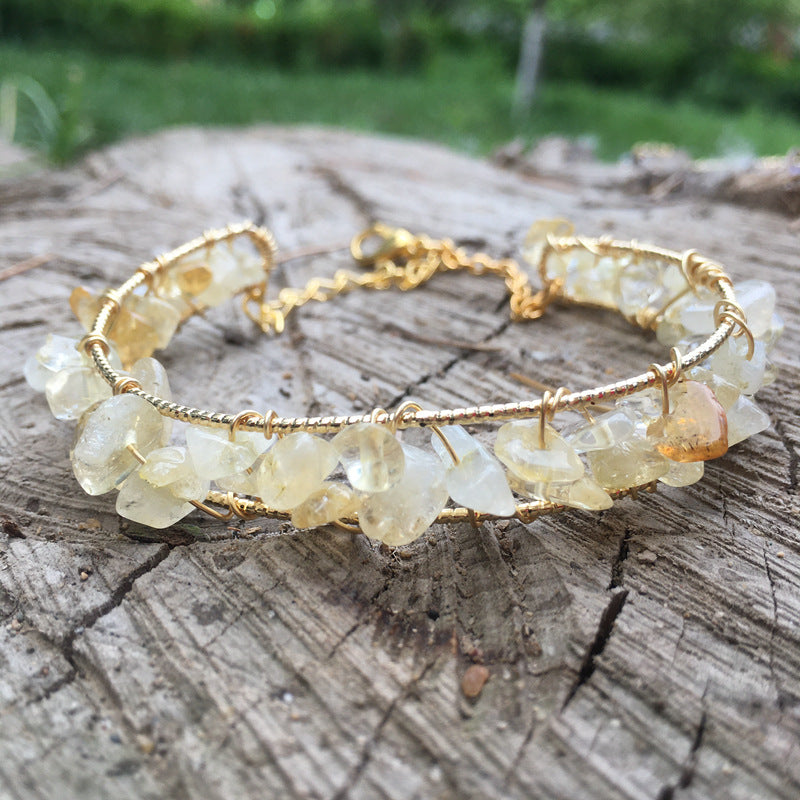 Pulsera con borlas y cuentas de grava de piedras preciosas naturales irregulares de Olivenorma