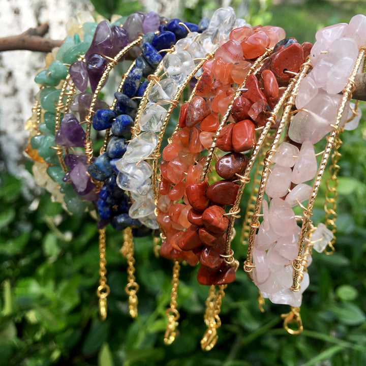 Pulsera con borlas y cuentas de grava de piedras preciosas naturales irregulares de Olivenorma