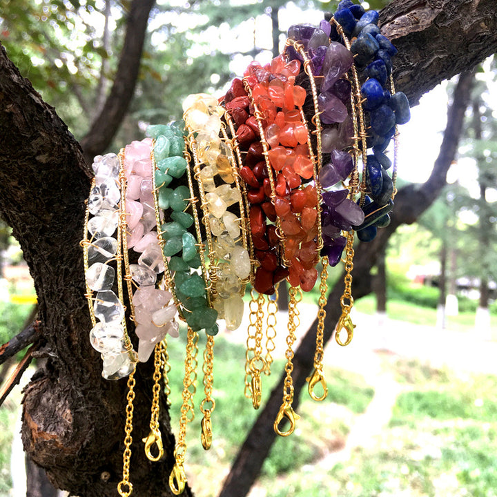 Pulsera con borlas y cuentas de grava de piedras preciosas naturales irregulares de Olivenorma