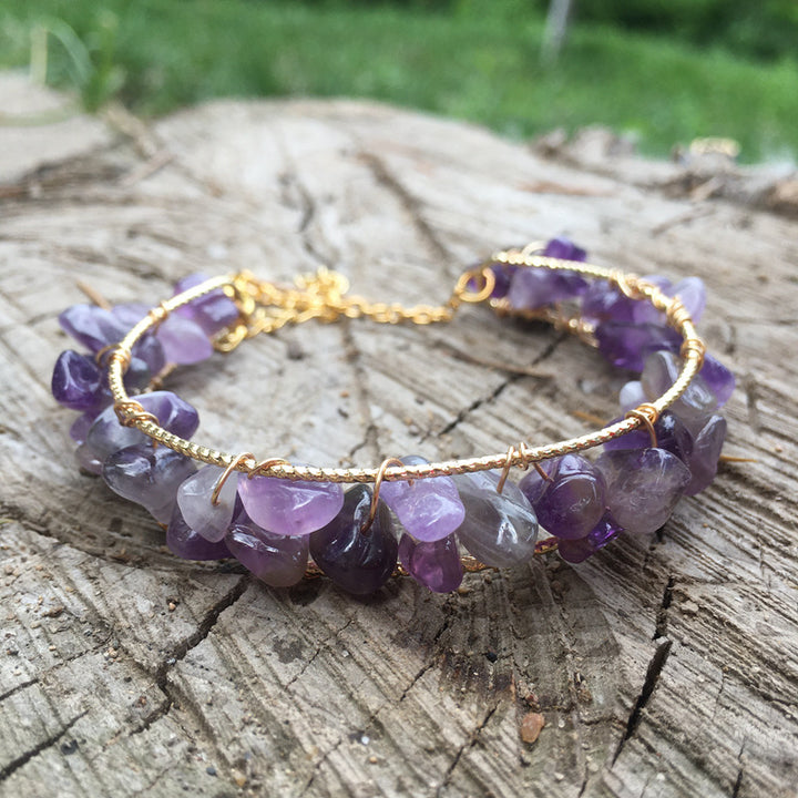 Pulsera con borlas y cuentas de grava de piedras preciosas naturales irregulares de Olivenorma