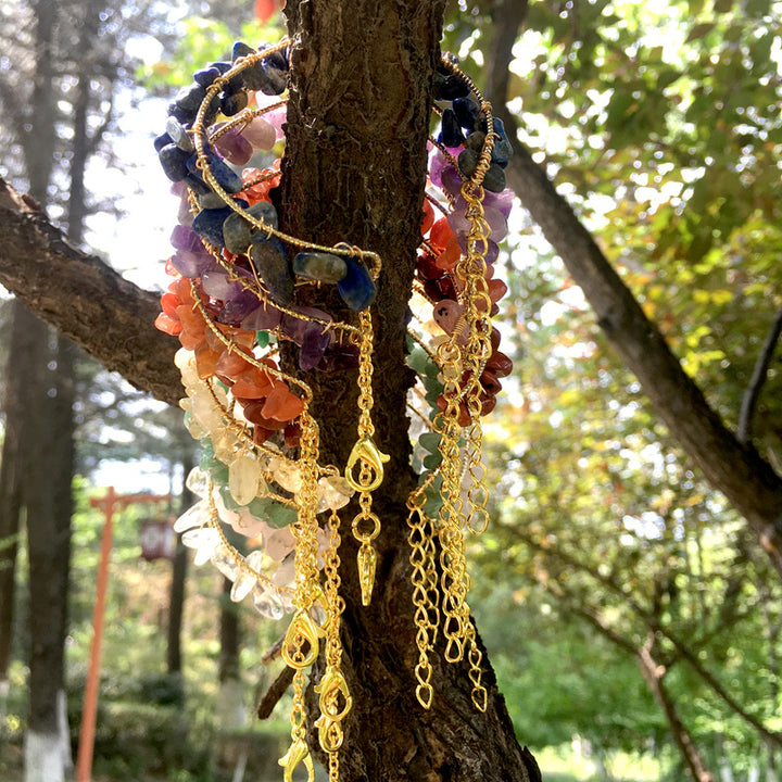 Pulsera con borlas y cuentas de grava de piedras preciosas naturales irregulares de Olivenorma