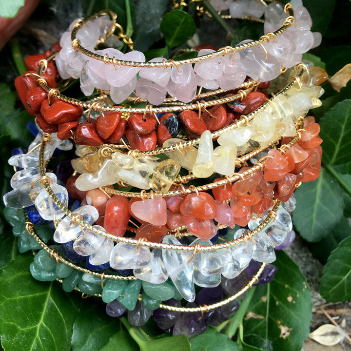 Pulsera con borlas y cuentas de grava de piedras preciosas naturales irregulares de Olivenorma