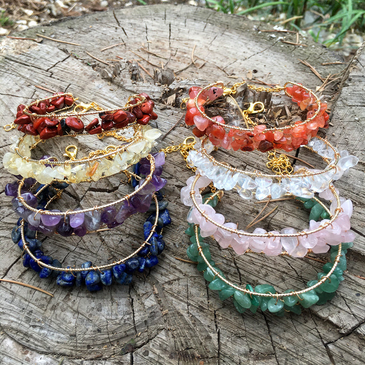 Pulsera con borlas y cuentas de grava de piedras preciosas naturales irregulares de Olivenorma