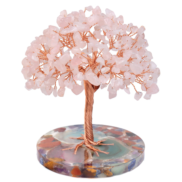 Árbol de Feng Shui de cristal curativo con base de ágata redonda de Olivenorma 
