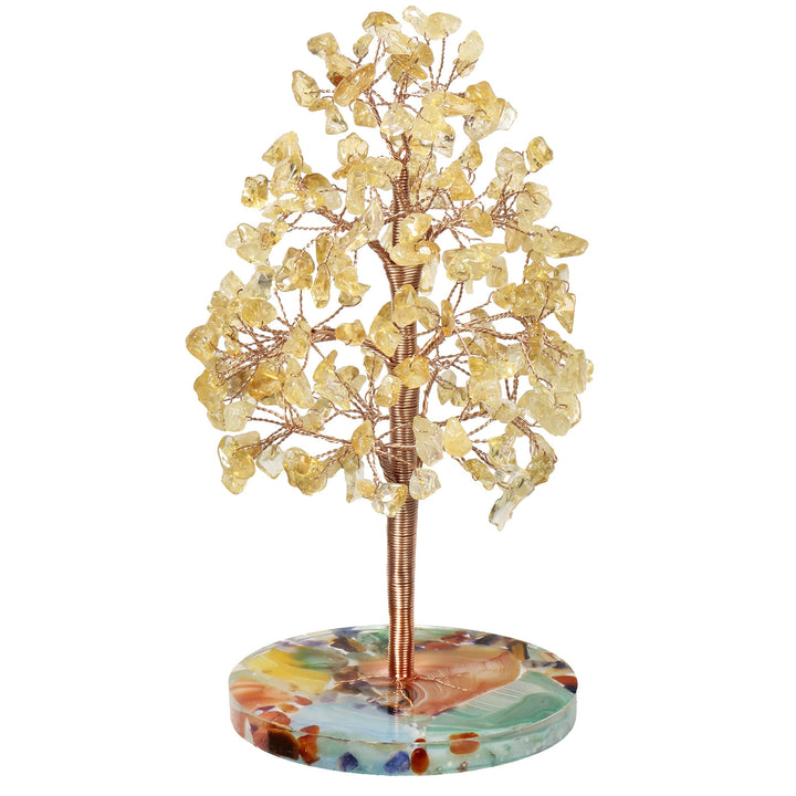 Árbol de Feng Shui de cristal curativo con base de ágata redonda de Olivenorma 