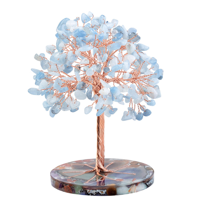 Árbol de Feng Shui de cristal curativo con base de ágata redonda de Olivenorma 