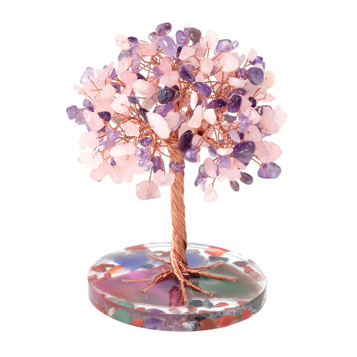 Árbol de Feng Shui de cristal curativo con base de ágata redonda de Olivenorma 