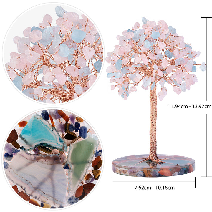 Árbol de Feng Shui de cristal curativo con base de ágata redonda de Olivenorma 