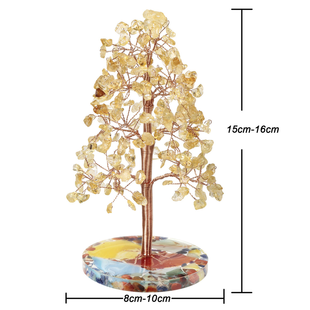 Árbol de Feng Shui de cristal curativo con base de ágata redonda de Olivenorma 