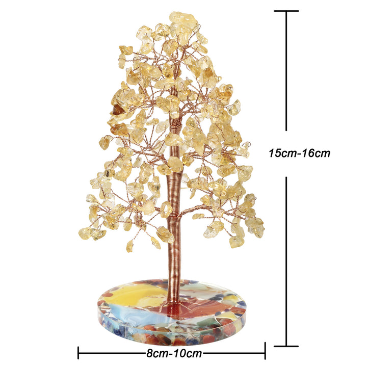 Árbol de Feng Shui de cristal curativo con base de ágata redonda de Olivenorma 