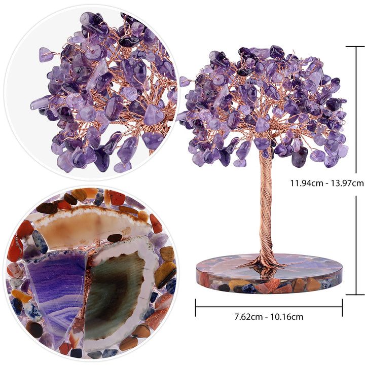Árbol de Feng Shui de cristal curativo con base de ágata redonda de Olivenorma 