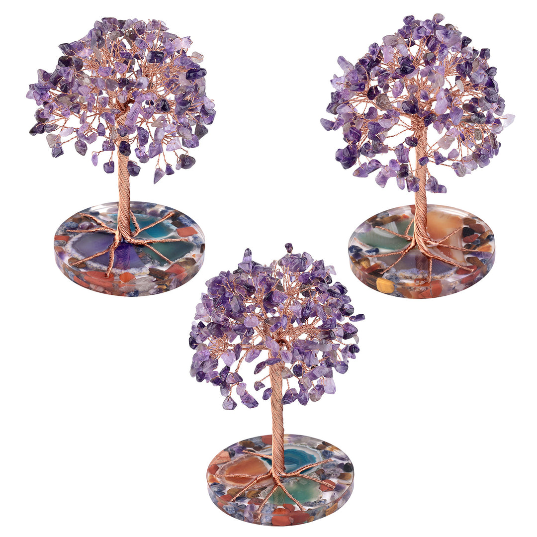 Árbol de Feng Shui de cristal curativo con base de ágata redonda de Olivenorma 